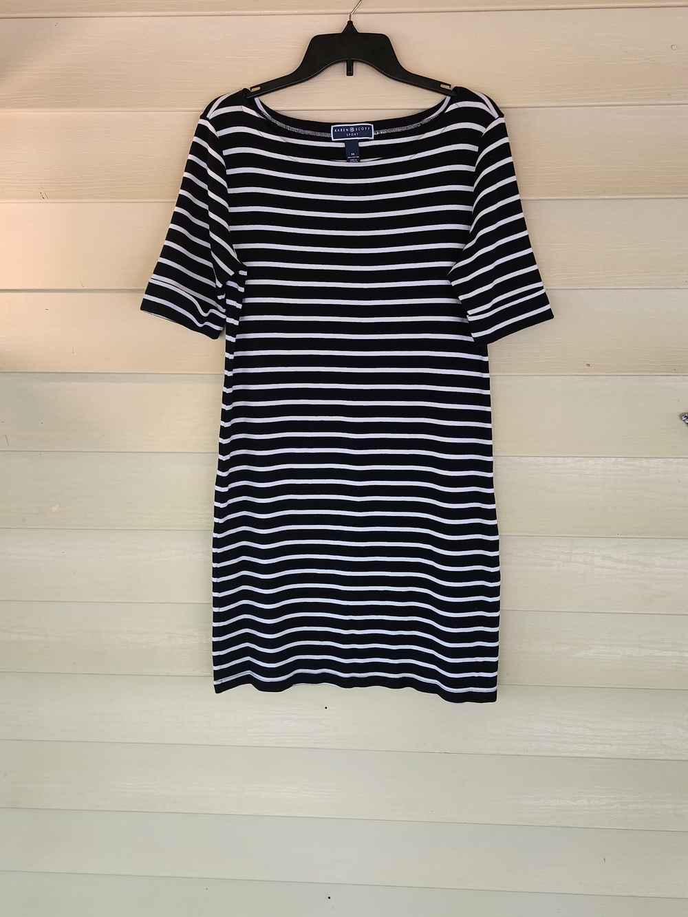Karen Scott Black and White Striped Midi Dress